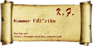 Kummer Füzike névjegykártya